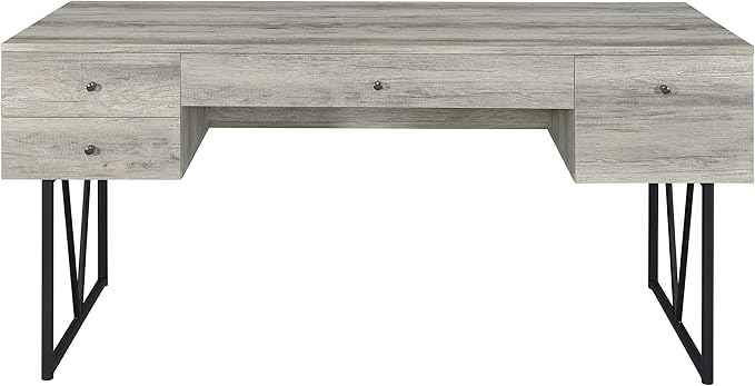 Coaster Home Furnishings Analiese Rustic 63-Inch 4-Drawer Home Office Computer Writing Desk Study Table with Storage Engineered Eco-Friendly Wood Look Laminate Sturdy Steel Grey Driftwood 801999