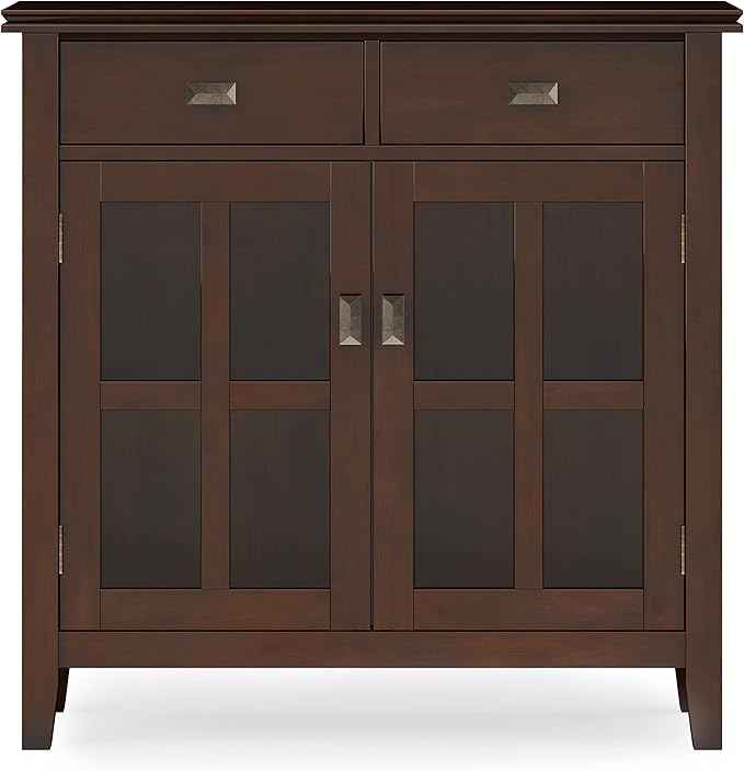 SIMPLIHOME Artisan SOLID WOOD 36 Inch Wide Contemporary Entryway Storage Cabinet in Russet Brown, For the Living Room, Entryway and Family Room