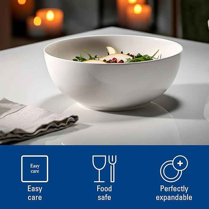 Villeroy & Boch For Me Round Vegetable Bowl, 9 in, Premium Porcelain, White