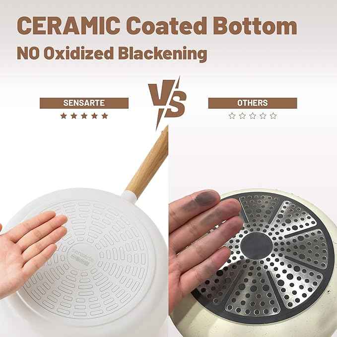 SENSARTE Ceramic Nonstick Cookware Set, Non-toxic Healthy Pots and Pans Set Ceramic Coated Kitchen Cooking Set, Free of Intentionally Added PFAS/PTFE, Dishwasher&Oven Safe Induction Compatible, 13pcs