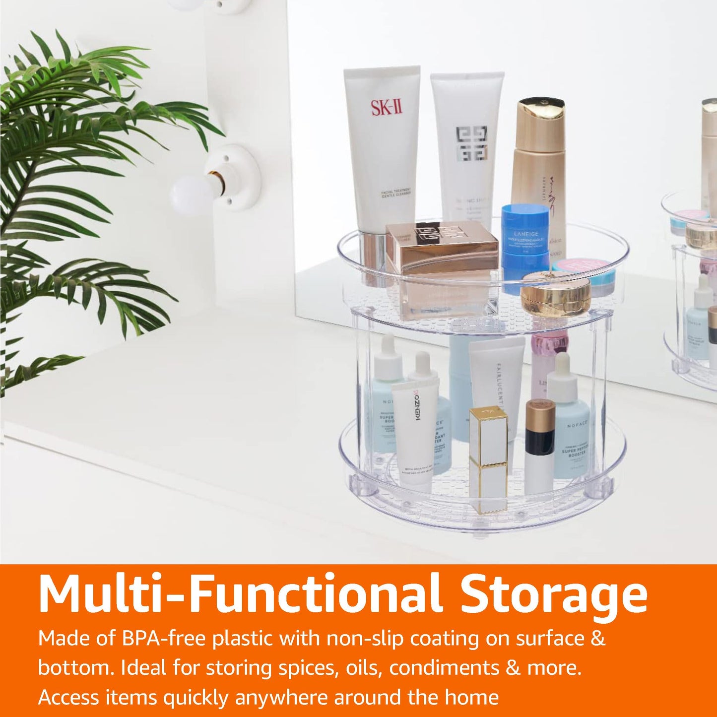 Lazy Susan Turntable Organizer for Spices and Condiments (9" Diameter, 2 Tier)