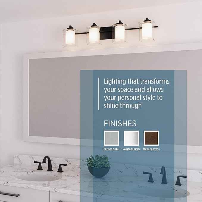 Quoizel Kolt Modern Vanity Lights, 5-Light, 42 Inch Polished Chrome Bathroom Lighting Fixtures Over Mirror, Sandblasted Inner Glass, 50 W LED Bulb, Wall Mount Light for Bathroom, Kitchen or Hallway