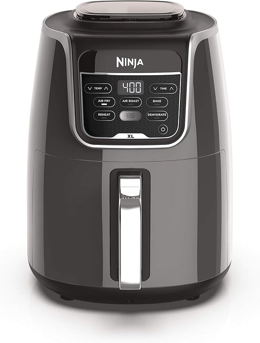Ninja | XL Single Basket Air Fryer | 5.5 QT Capacity fits 3lbs of Wings | 5-in-1Air Fry, Roast, Bake,Reheat & Dehydrate |Dishwasher Safe Parts & Recipe Guide | Grey |AF150AMZ