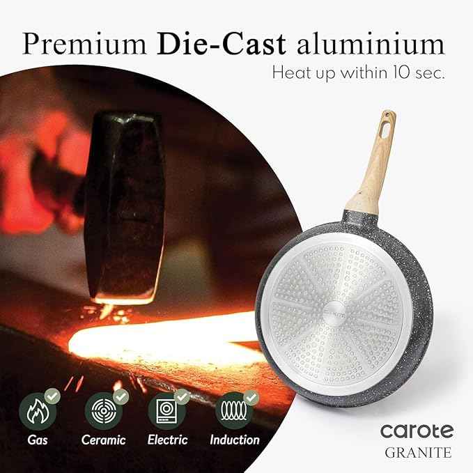 CAROTE 44pcs Pots and Pan Set Nonstick, Cookware Sets, Cooking Set Non Stick, Induction Cook Ware with Bakeware Set, Kitchen Knife Set