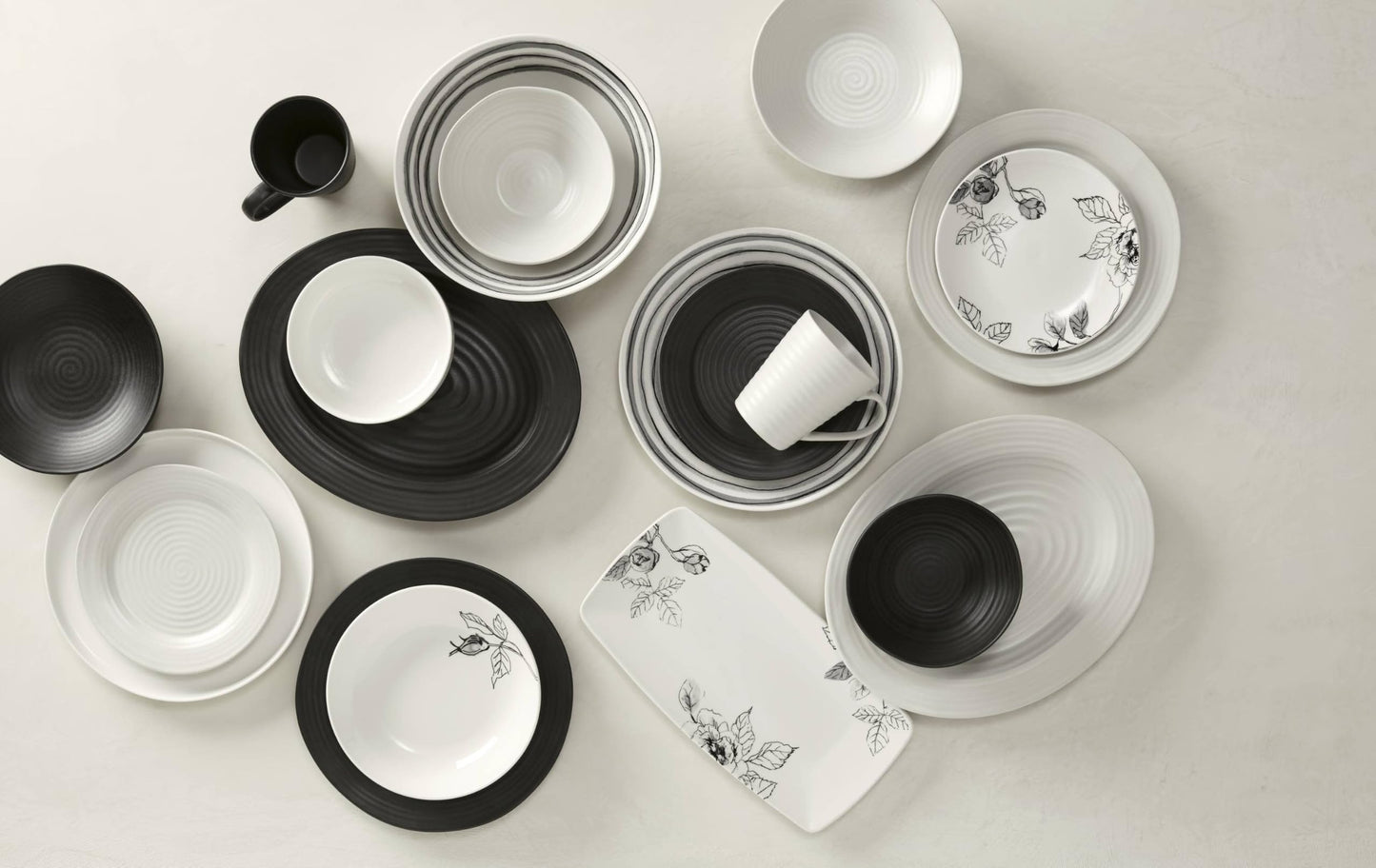 Black Ridge Piece Dinnerware Set (Black / 12-Piece Dinnerware Set)