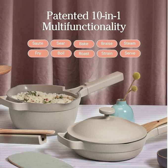 Our Place Mini Cookware Duo | 6-Piece Ceramic Cookware Set with Mini Always Pan & Mini Perfect Pot | Induction & Oven Safe up to 450°F | Nonstick, PFAS-Free Non-Toxic Cookware | Blue Salt
