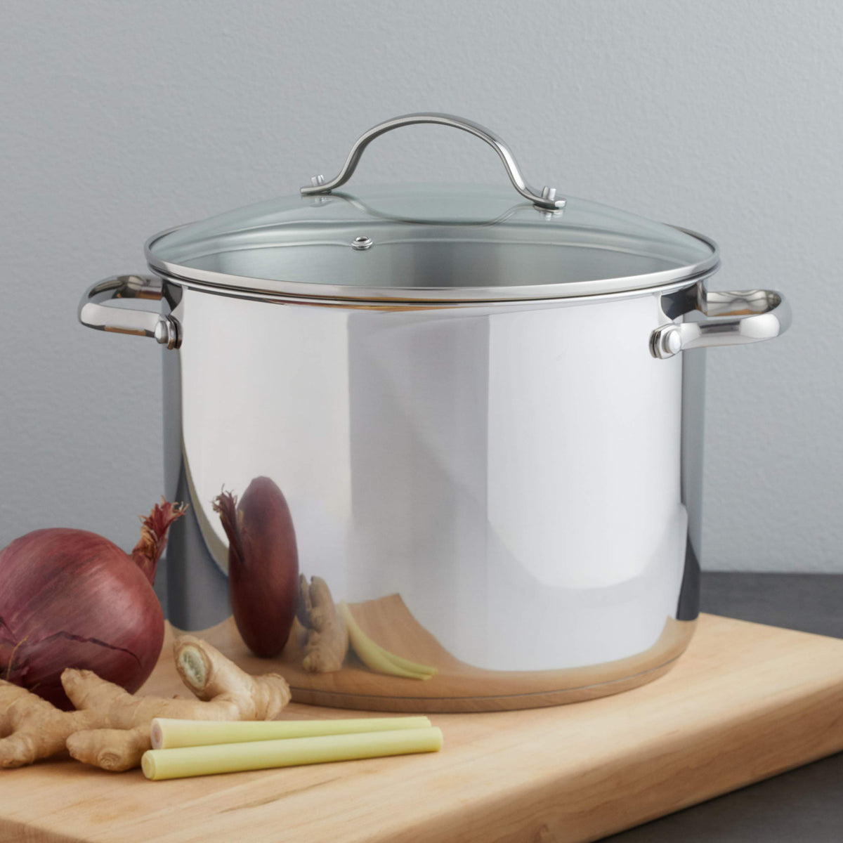 Stainless Steel Induction Compatible Stock Pot with Glass Lid
