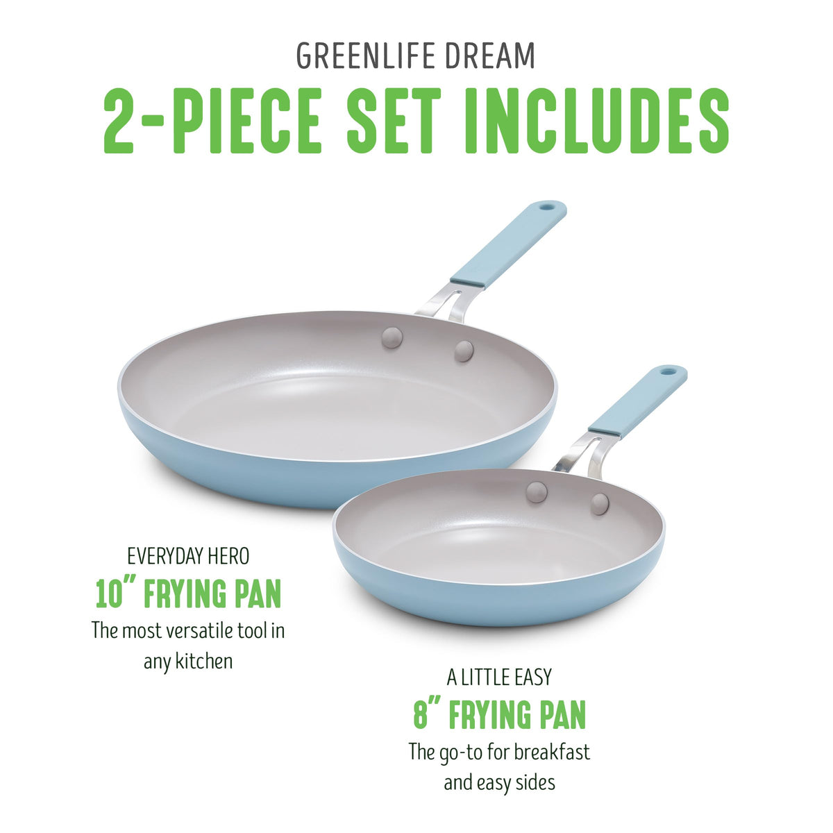 8” & 10” 2 Piece Nonstick Ceramic Frying Pan Set