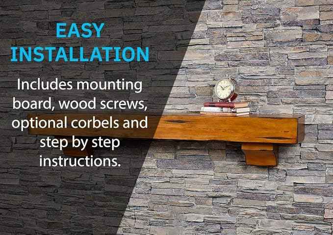MANTELSDIRECT Breckenridge 72” Fireplace Mantel Shelf with Corbels – Rustic Floating Mantel Shelf for Over Fireplace – Chestnut - Wood Shelf for Wall – Pine Box Construction