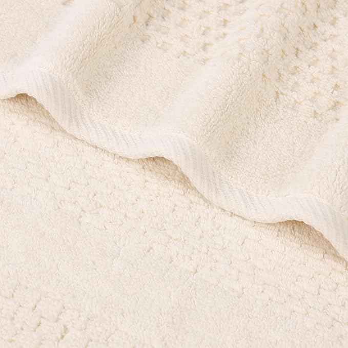 Superior Playa Zero Twist Cotton Medium Weight Towels, for Guest Bath, Bathroom, Shower, Spa, Plush, Quick Dry, Ultra-Soft Towels, Bath Essentials, Waffle Textured, Bath Towels, Set of 2, Ivory