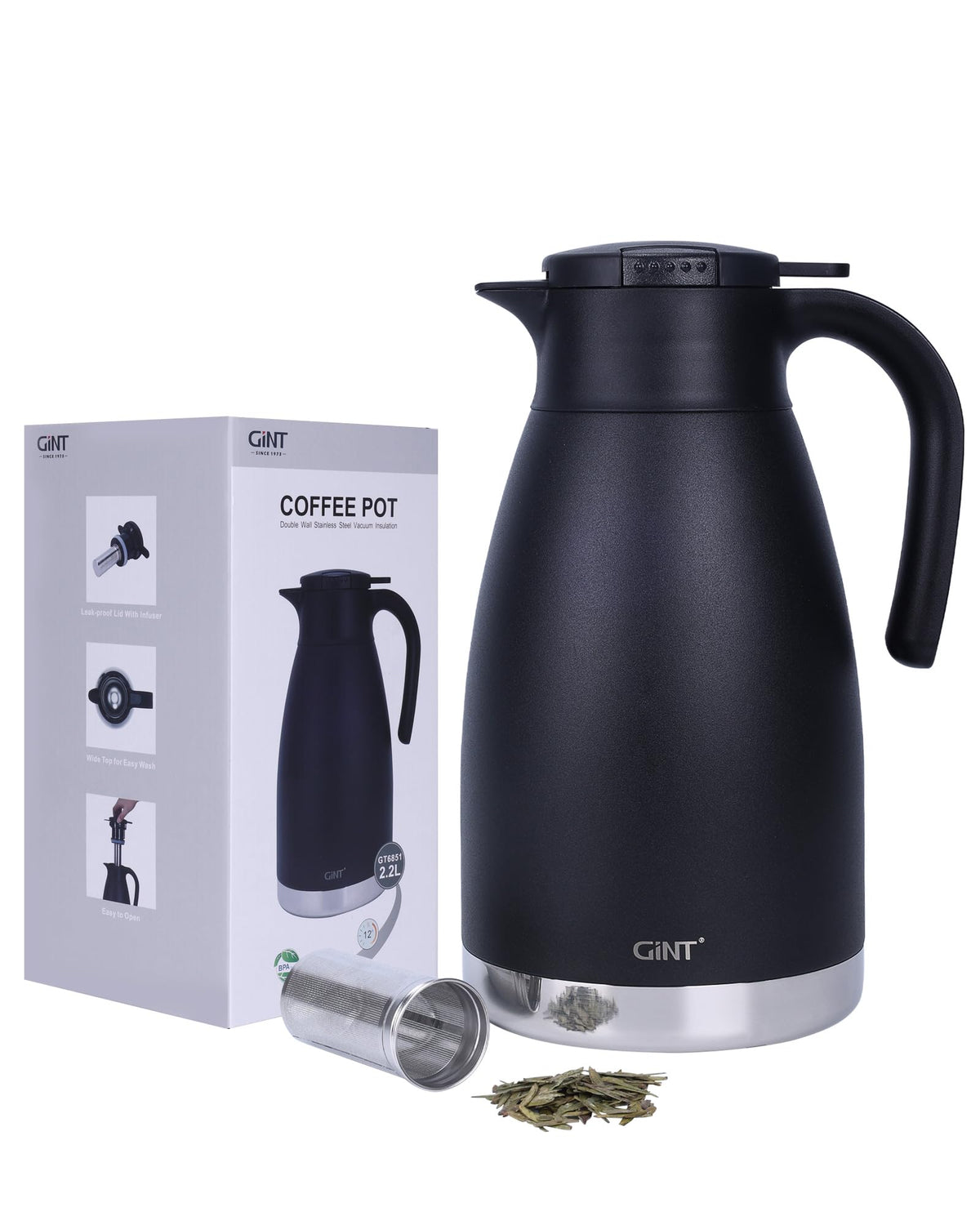74oz Thermal Coffee Carafe with Infuser (Dark Black / 74.4 Ounces)