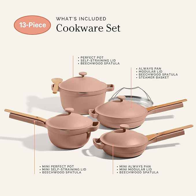 Our Place Cookware Set - 13-Piece Kit Including the Always Pan, Perfect Pot and Spatulas | Multifunctional, Toxin-Free Nonstick | Heat Safe up to 450°F | Oven, Stove, Induction Compatible | Spice