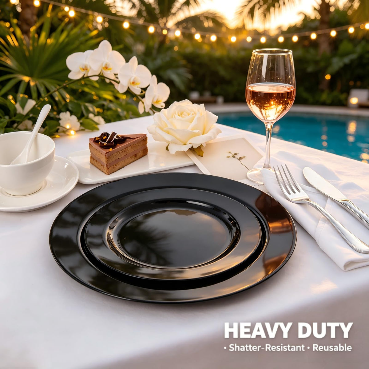 60PCS Black Plastic Plates (60 Count)