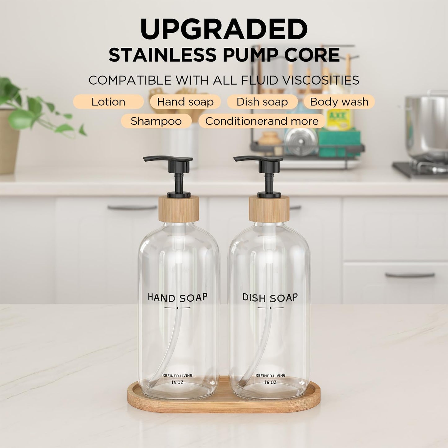 Hand and Dish Soap Dispenser Set (Hand Dish (Transparent))