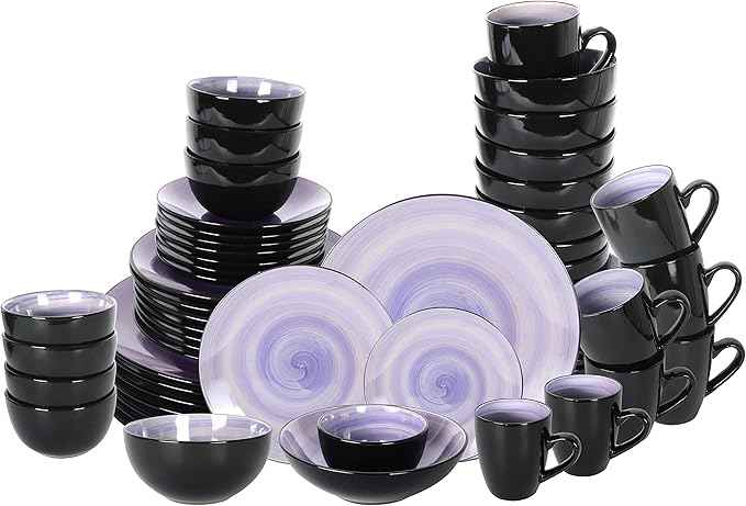 Stoneware Sonoma Dinnerware Set, Black + Speckled Handpainting (56pc Set, Cobalt)