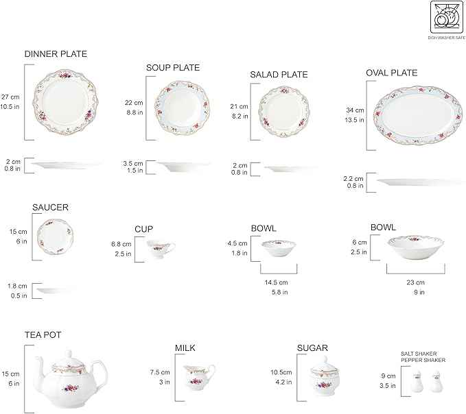 Joseph Sedgh Collection "Romantic Bloom" 57-Piece Bone China Dinnerware Set, Service for 8, Floral with Blue and Gold Trim