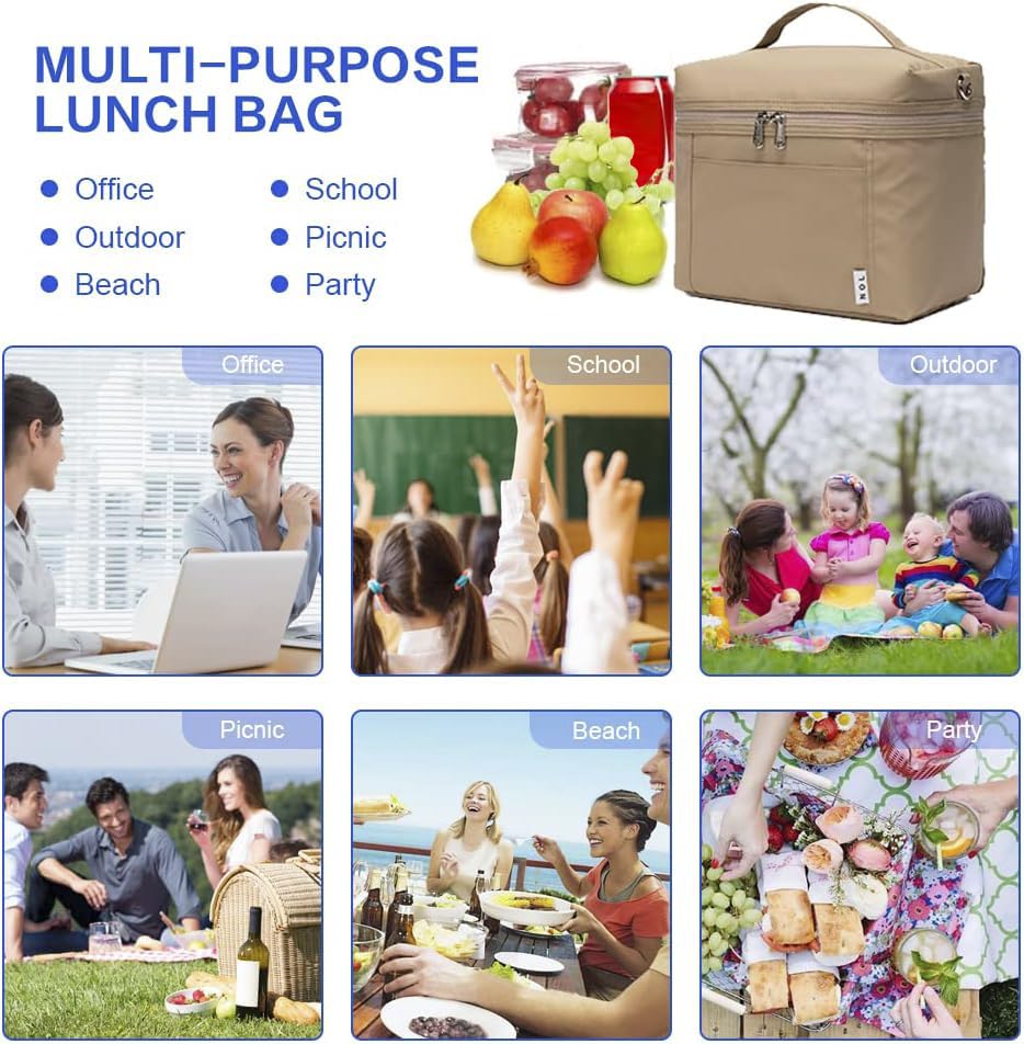 NOL 4L Insulated Lunch Bags for Women Cooler Bag Lightweight Nylon Waterproof Lunch Box for Work