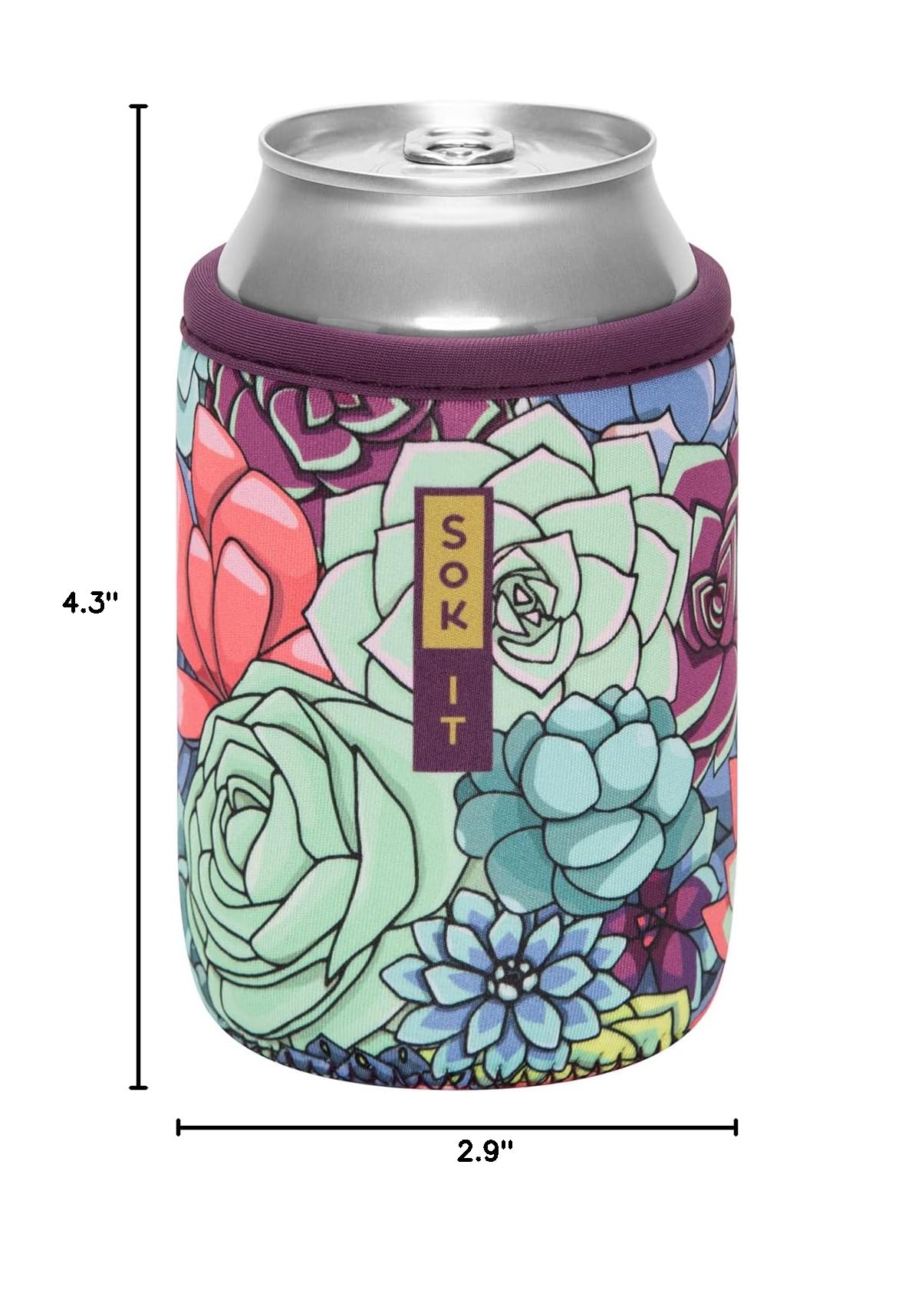 CanSok Sleeve for Beer & Soda Insulated Neoprene Cover (Succulents / 12oz Can Sleeve)
