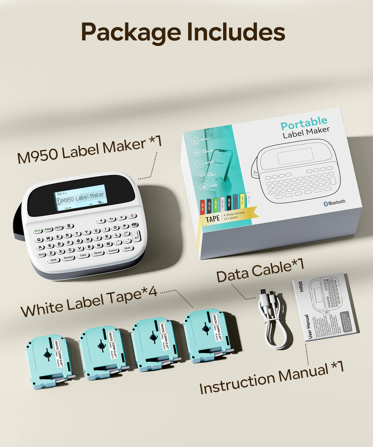 Label Maker Machine with Tapes (Black)