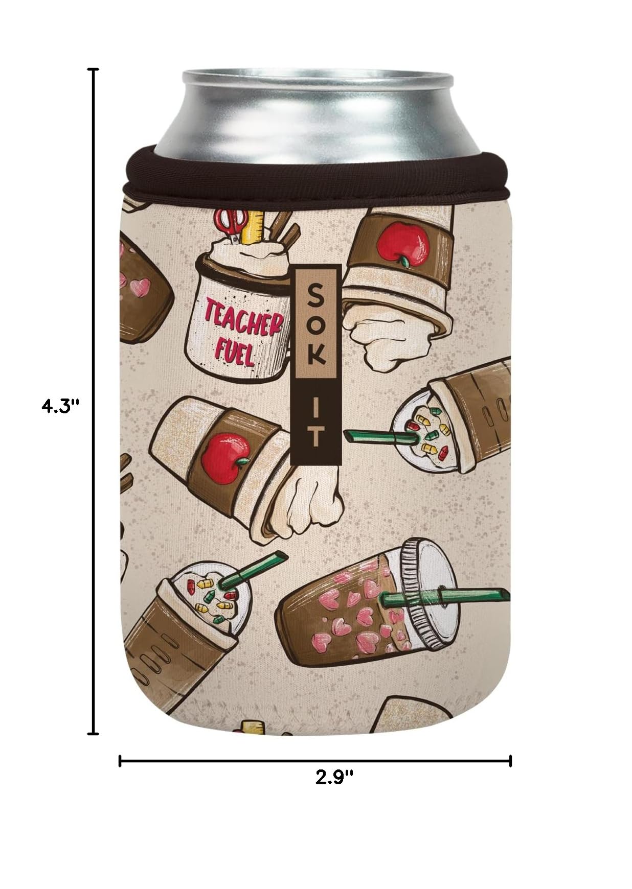 CanSok Sleeve for Beer & Soda Insulated Neoprene Cover (Teacher's Favorite / 12oz Can Sleeve)