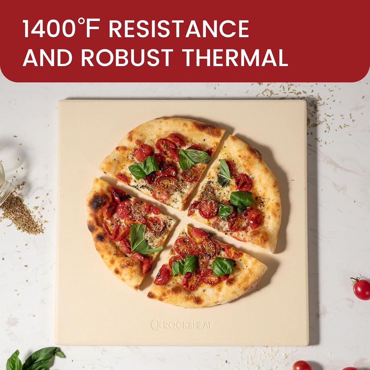 13.2" x 13.2" x 0.6" Square Cordierite Pizza Baking Stone Perfectly Compatible for Ooni Karu 12 Pizza Oven - HomeSpice