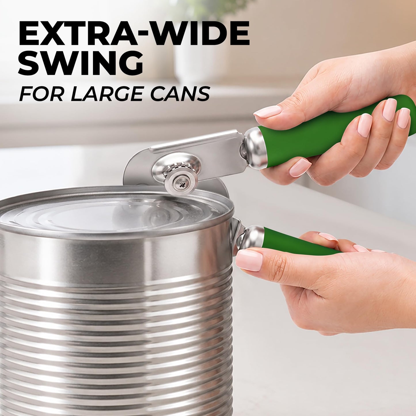 Stainless Steel Swing Open Manual Can Opener Comfortable Grip (Artichoke Green / Swing Open)