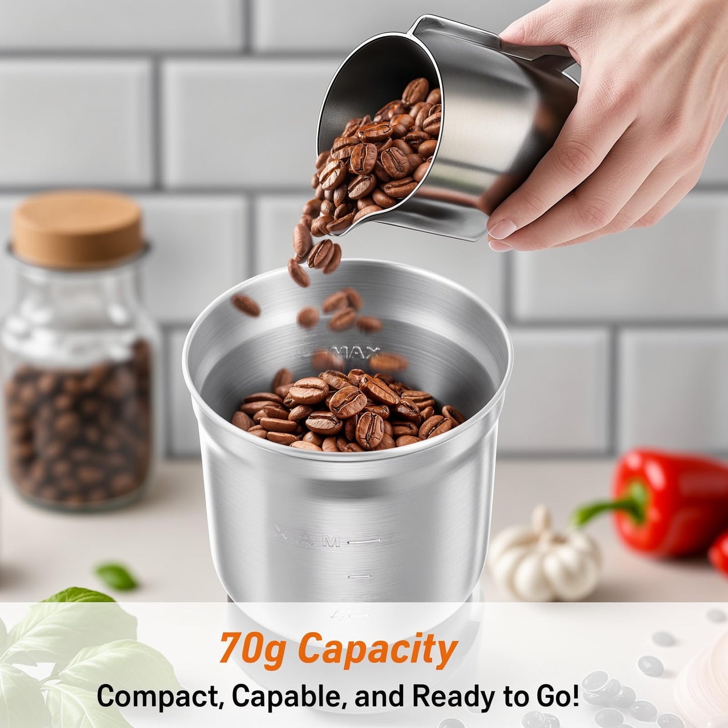 Electric Coffee and Spice Grinder (Stainless / 1 removable bowl)