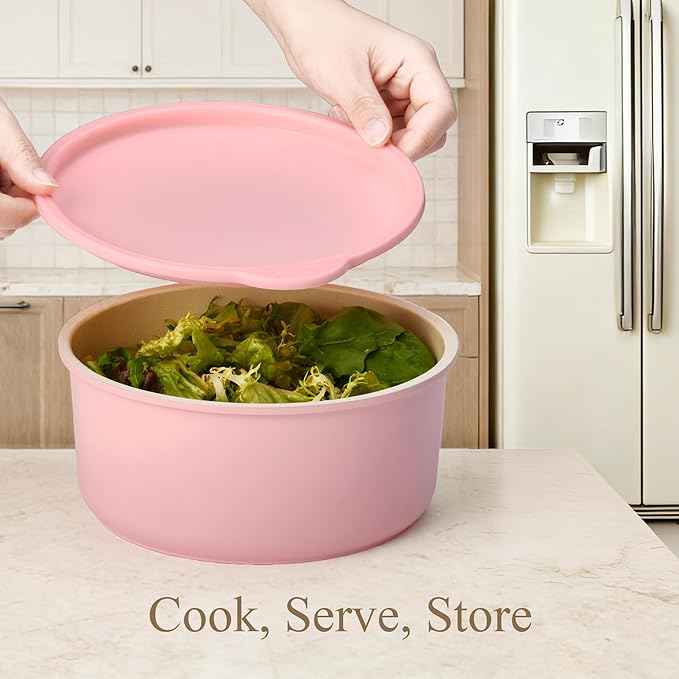 CAROTE Pots and Pans Set, Nonstick Cookware Set Detachable Handle, 19pcs Induction Kitchen Cookware Sets Non Stick with Removable Handle, RV Cookware Set, Oven Safe, Pink
