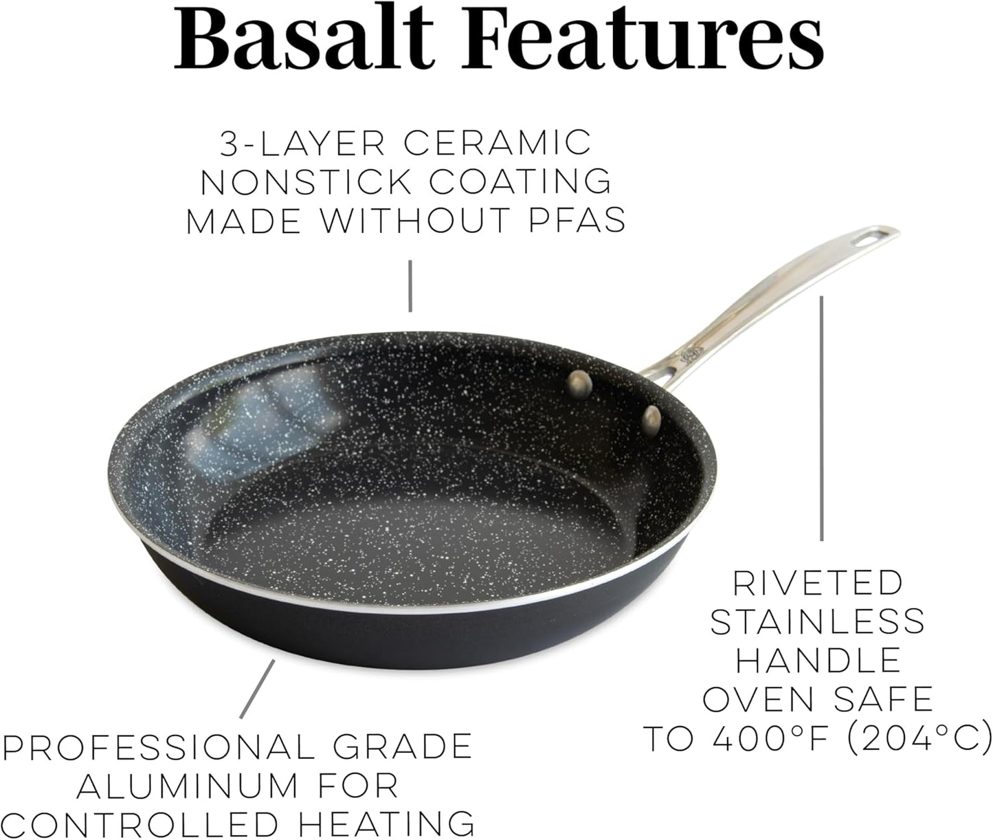 Nordic Ware Basalt Aluminum Saute Skillet, 12-Inch, Ceramic Coating