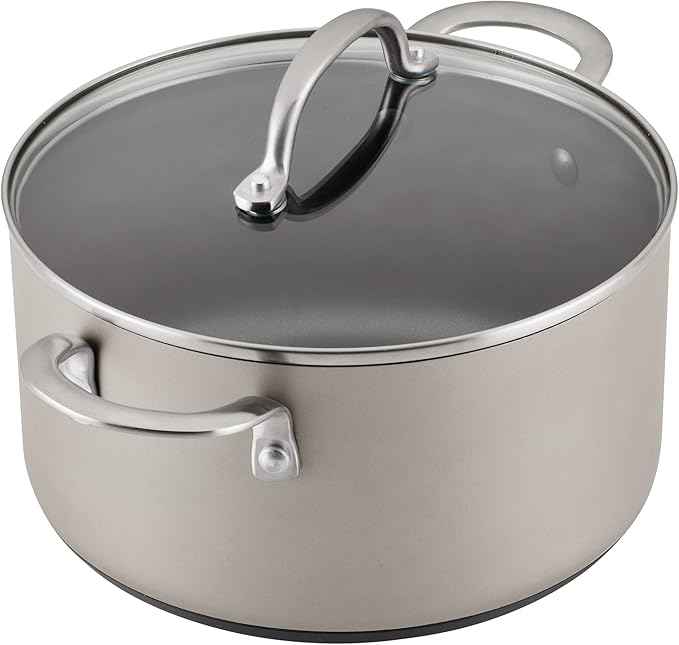 Anolon Achieve Hard Anodized Nonstick Cookware Pots and Pans Set, 9 Piece - Silver