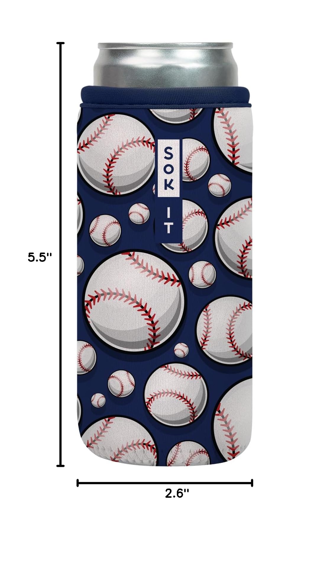 CanSok Sleeve for Beer & Soda Insulated Neoprene Cover (Baseball / 12oz Slim Can Sleeve)
