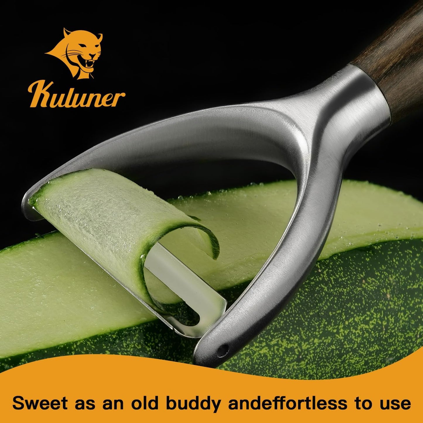 Premium Y Type 304 Stainless Steel Multifunctional Kitchen Peeler Real Wood Handle Ultra Sharp Blade Vegetable Potato Apple（Agarwood） - HomeSpice