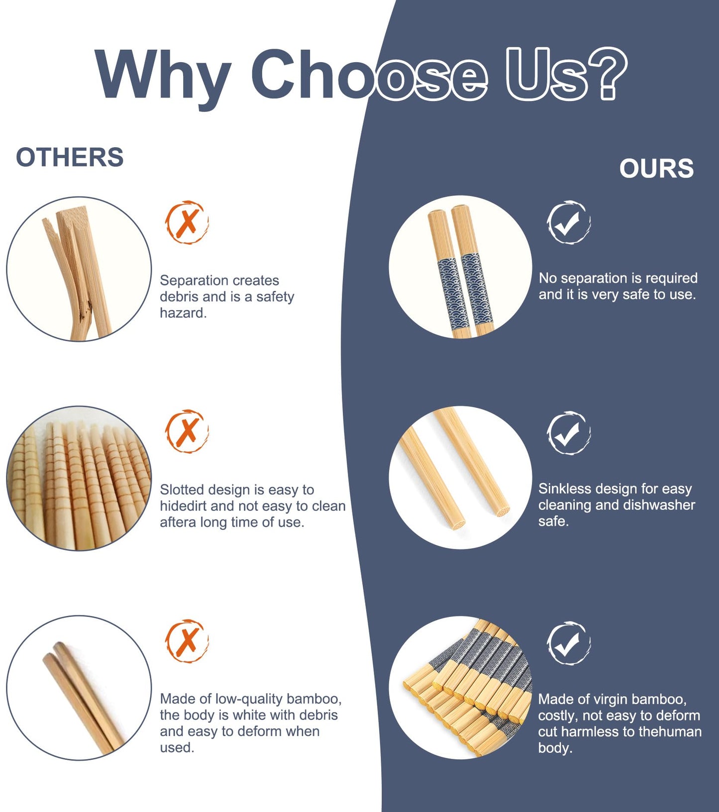 50 Pairs Bamboo Chopsticks Disposable (50Pairs)