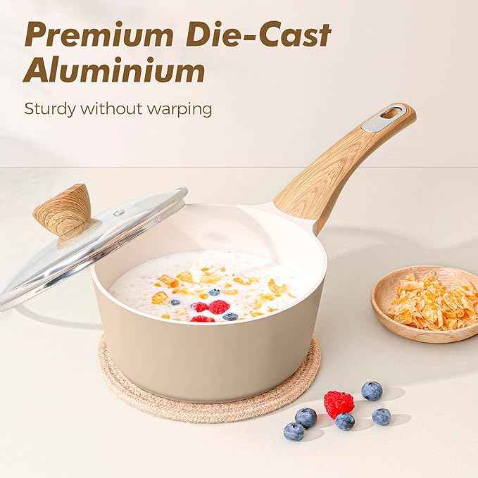 SENSARTE Ceramic Pots and Pans Set Nonstick, Kitchen Cookware Sets, 14-Piece Induction Cookware, Non-toxic Healthy Non Stick Cooking Set, with Frying Pans Set, PFAS PTFE PFOA PFOS Free