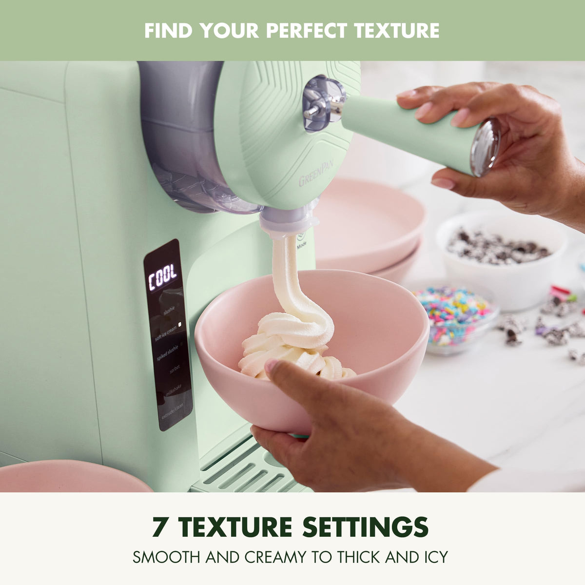 Frost Ice Cream Maker & Slushie Machine (4 Pint Ice Cream & Frozen Drink Maker / Pistachio Green)