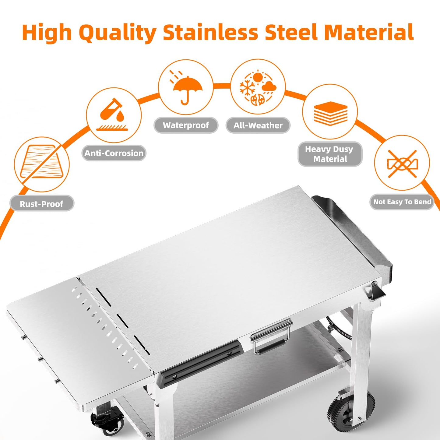 Food Grade 304 Stainless Steel BBQ Grill Carts fits 22'' Tabletop Griddle