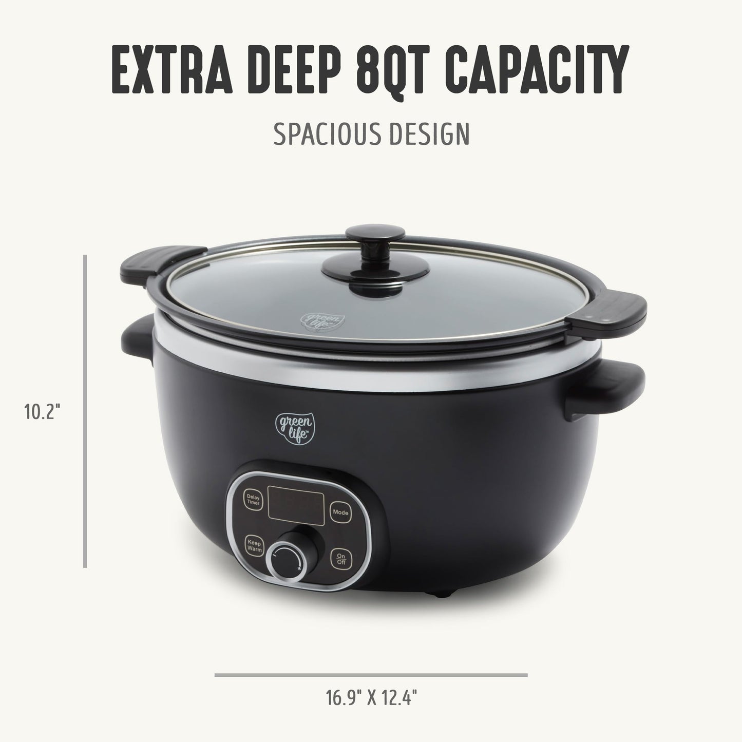 8QT Ceramic Nonstick Slow Cooker (Black / 8 Quarts)