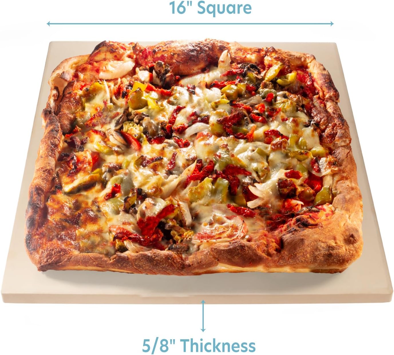 CucinaPro Pizza Stone for Oven, Grill, BBQ- Extra Thick 5/8" Cordierite Rectangular Baking Stone for Better Cooking- 16" x 14" Pan- Holds High Temp For Crispy Crust- Kitchen Essential Must Have Gift - HomeSpice