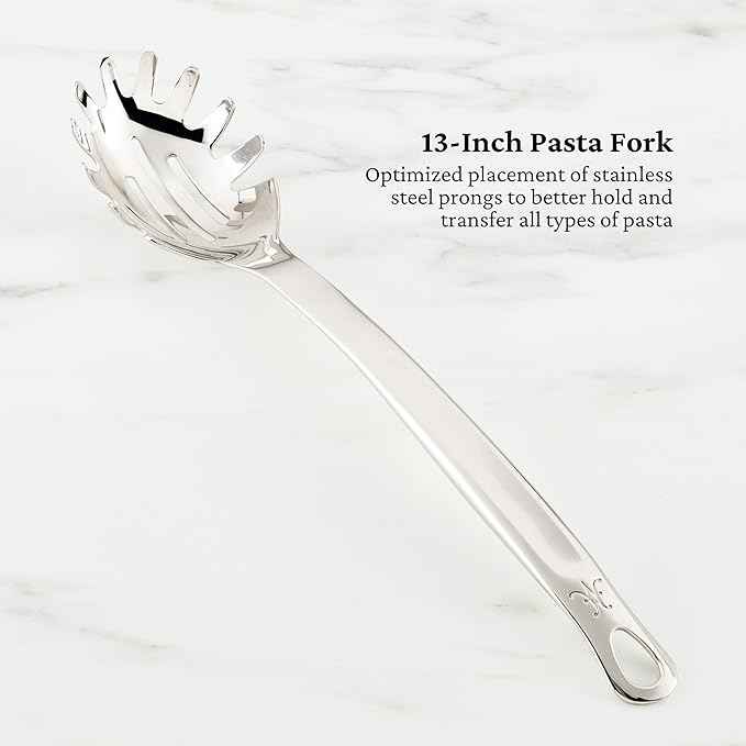 Hestan Provisions Chef's Tools, Essential Set (5-Piece), Stainless Steel Solid Spoon, Ladle, Pasta Fork, Turner/Spatula, Fish Spatula