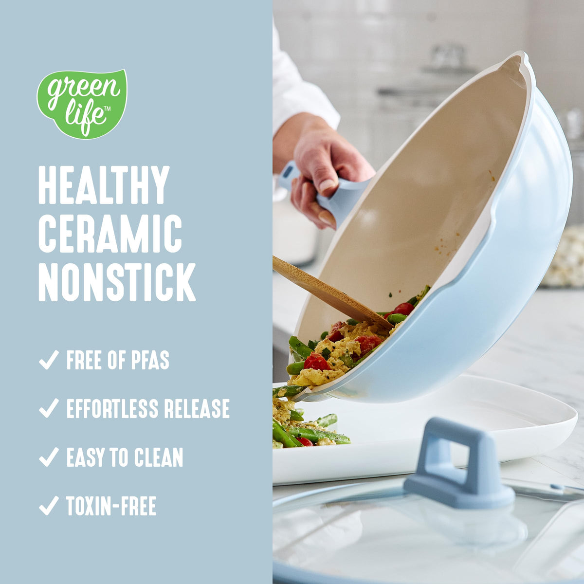Nonstick 12” 5QT (12" Deep Skillet with Lid / Blue Haze)