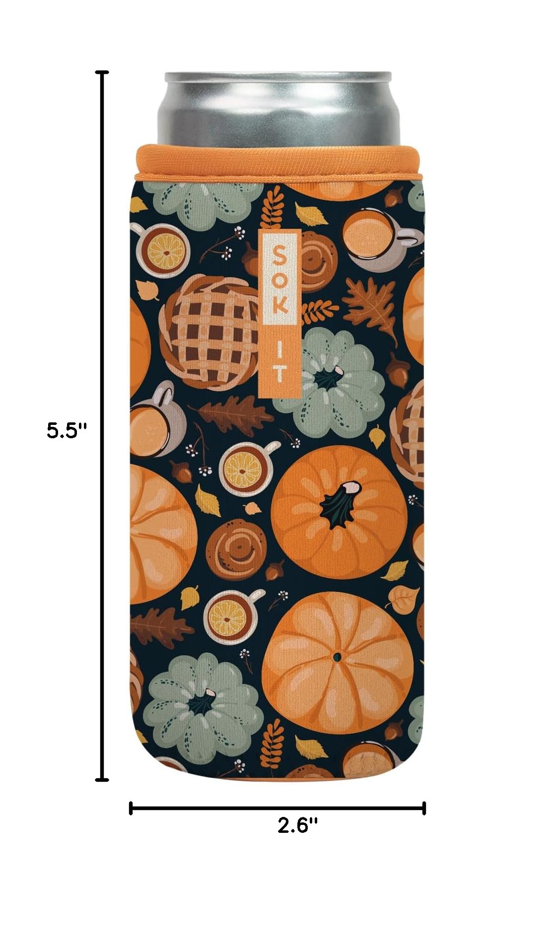 CanSok Sleeve for Beer & Soda Insulated Neoprene Cover (Give Thanks / 12oz Slim Can Sleeve)
