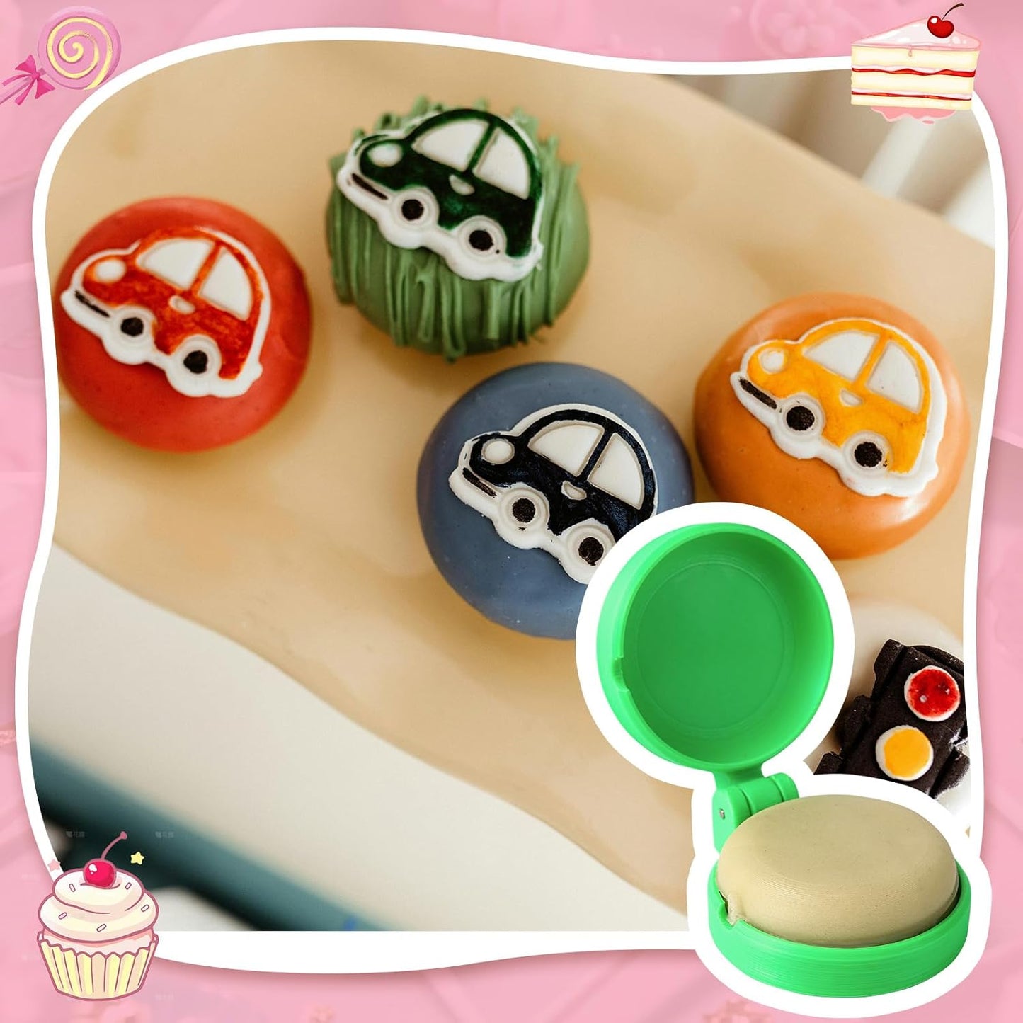 2 PCS Disc Cake Pop Mold Shapes Press Set, 3D Printed Cake Pop Cutter and Pusher, Baking Tools Accessories for Home Baking, Birthday Parties, Wedding Desserts