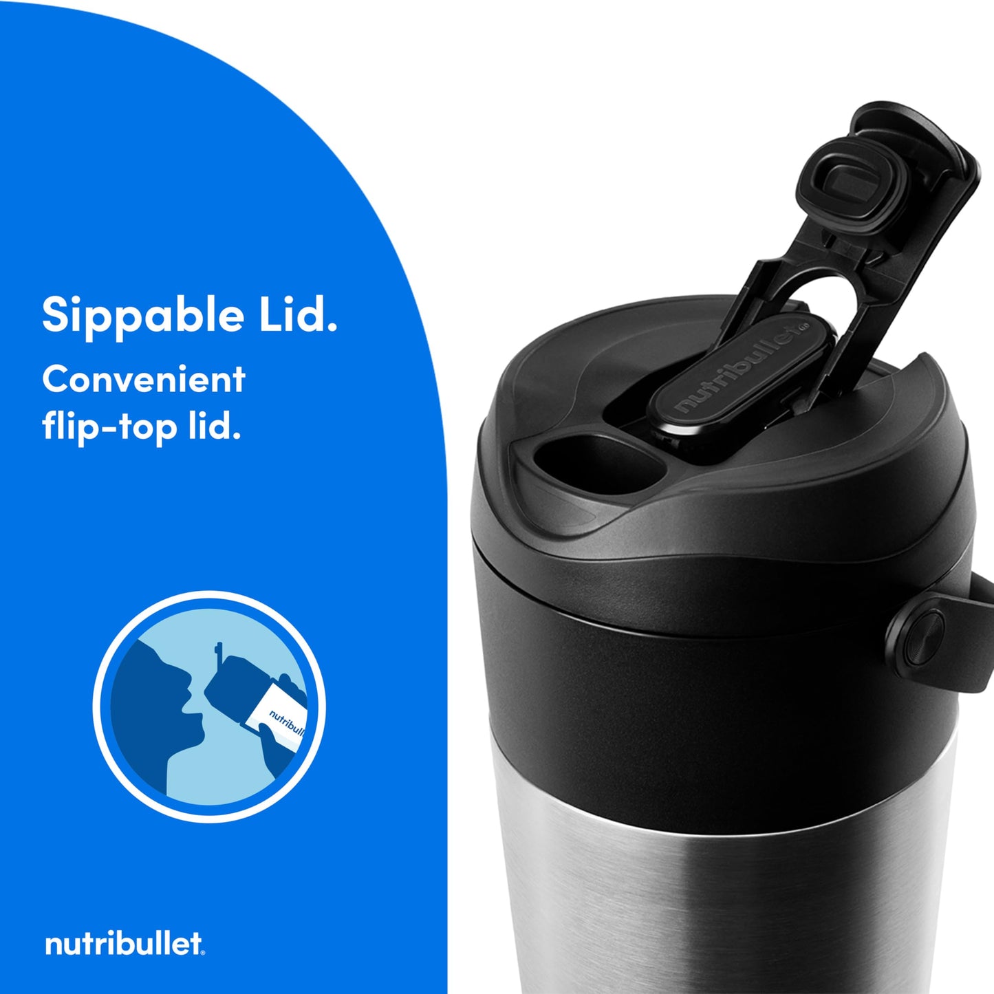 Flip Portable Blender with Insulated Cup (20 oz / Brushed Stainless)