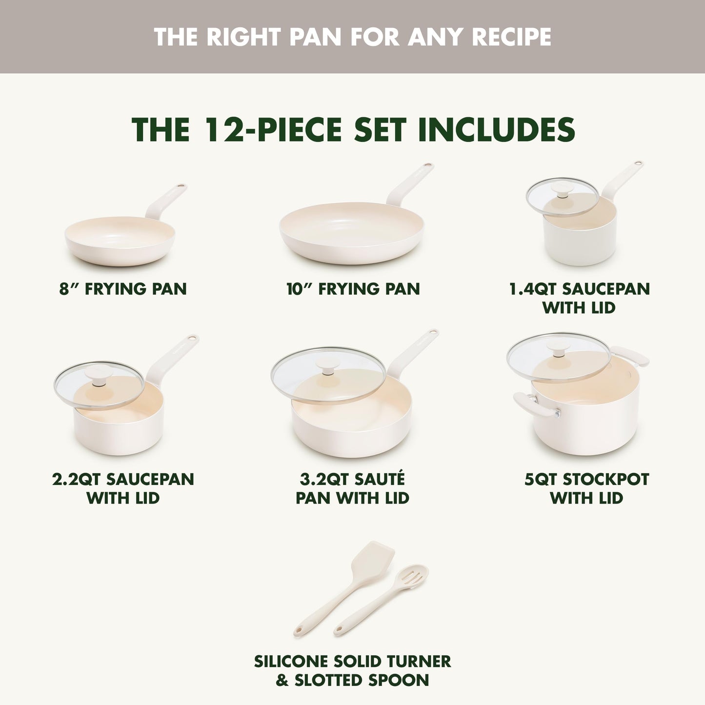 Rio Advanced 12 Piece Cookware Set (12 Piece Cookware Set / Cream White)