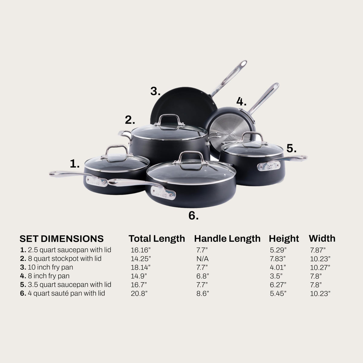 HA1 Expert Hard Anodized Nonstick Cookware Set (10 Piece Set)