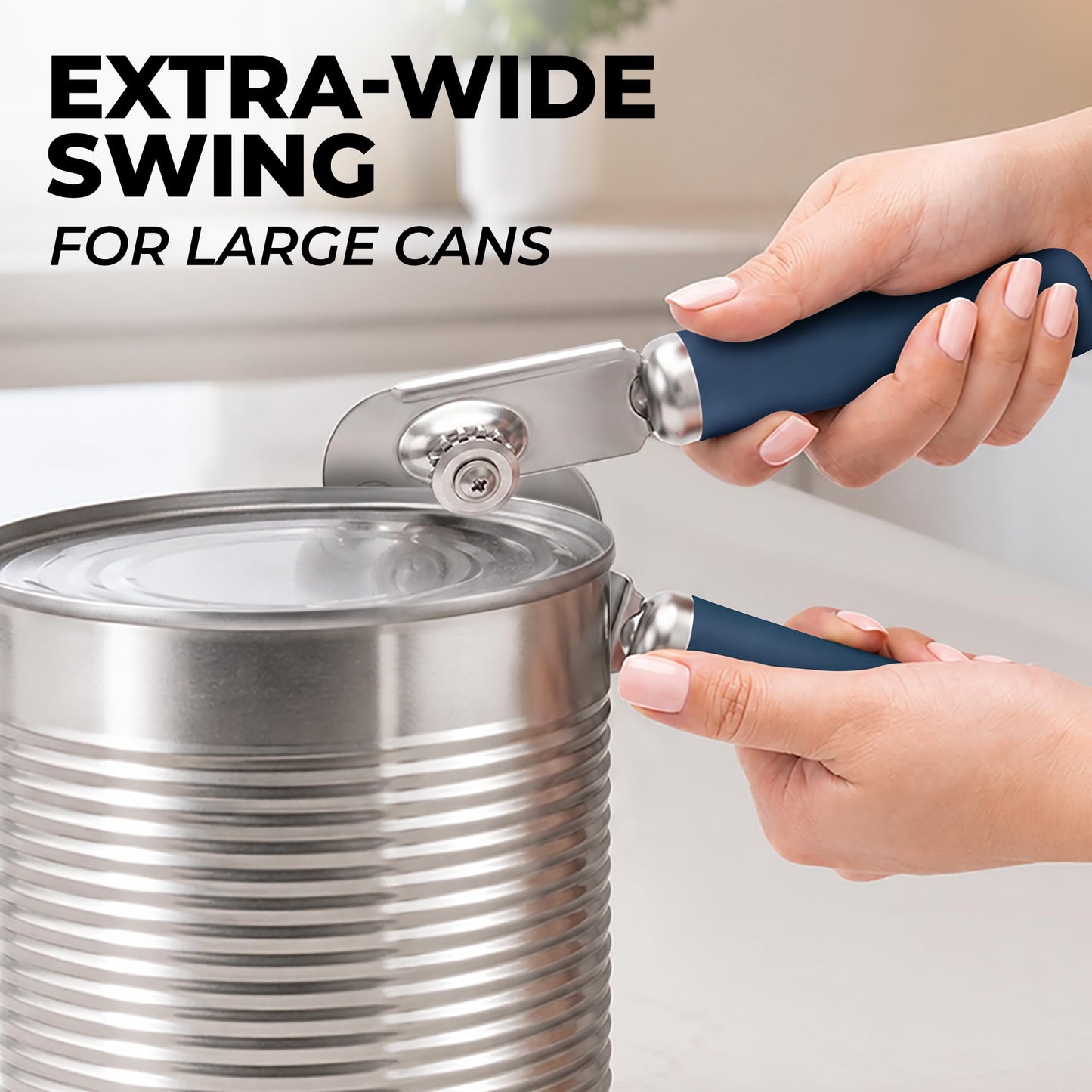 Stainless Steel Swing Open Manual Can Opener Comfortable Grip (Blue / Swing Open)