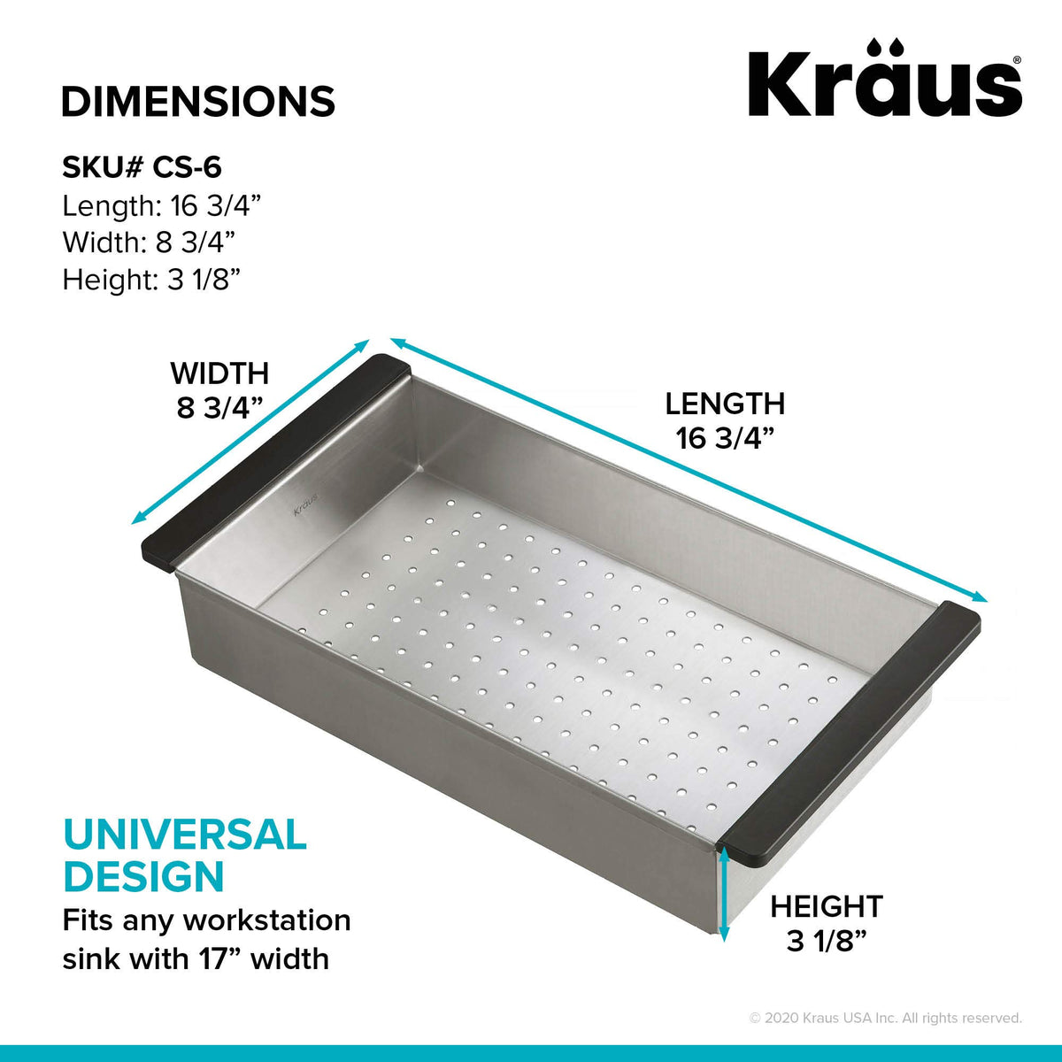 Stainless Steel 16.75 in Workstation Sink Colander CS
