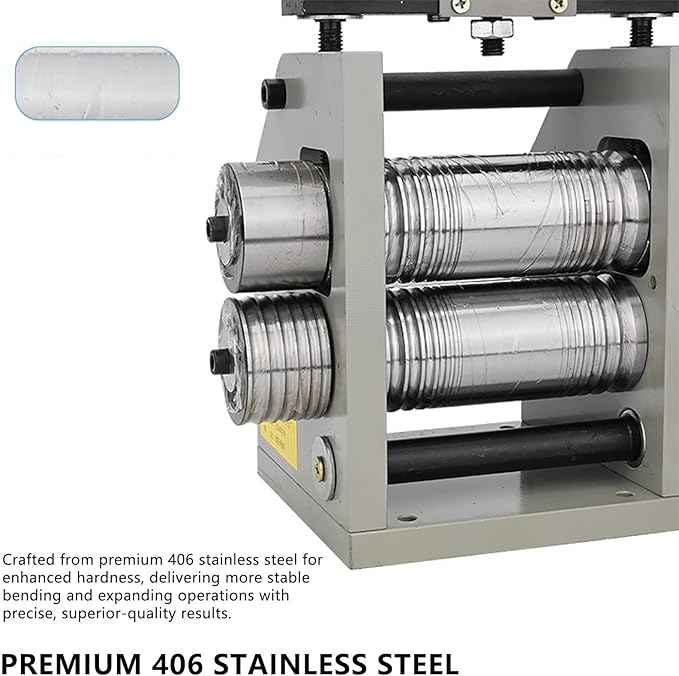 4-in-1 Rolling Mill, 2/"50mm Jewelry Rolling Mill with Hand Crank, Rolls Gold/Silver/Brass/Copper into Sheet, Square/Half-Round/Round Wires (Multi-Size) | 0.03-6.5mm Press Thickness