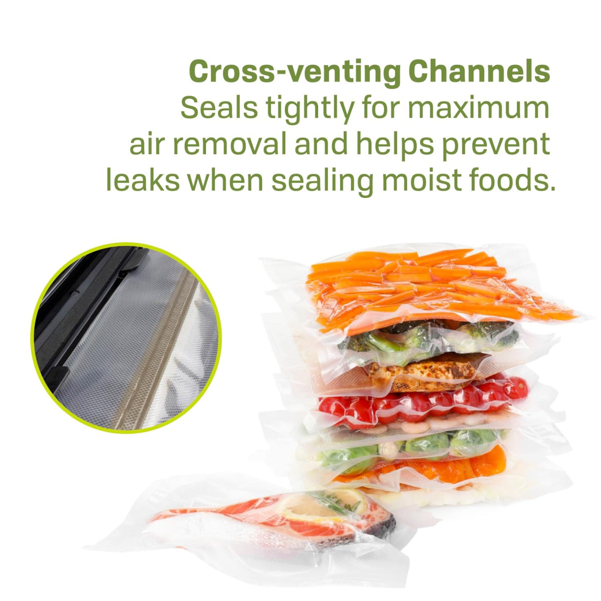 VS 03R Vacuum Sealer Bags for Home Food Storage (Vacuum Seal Rolls / 8" x 20')