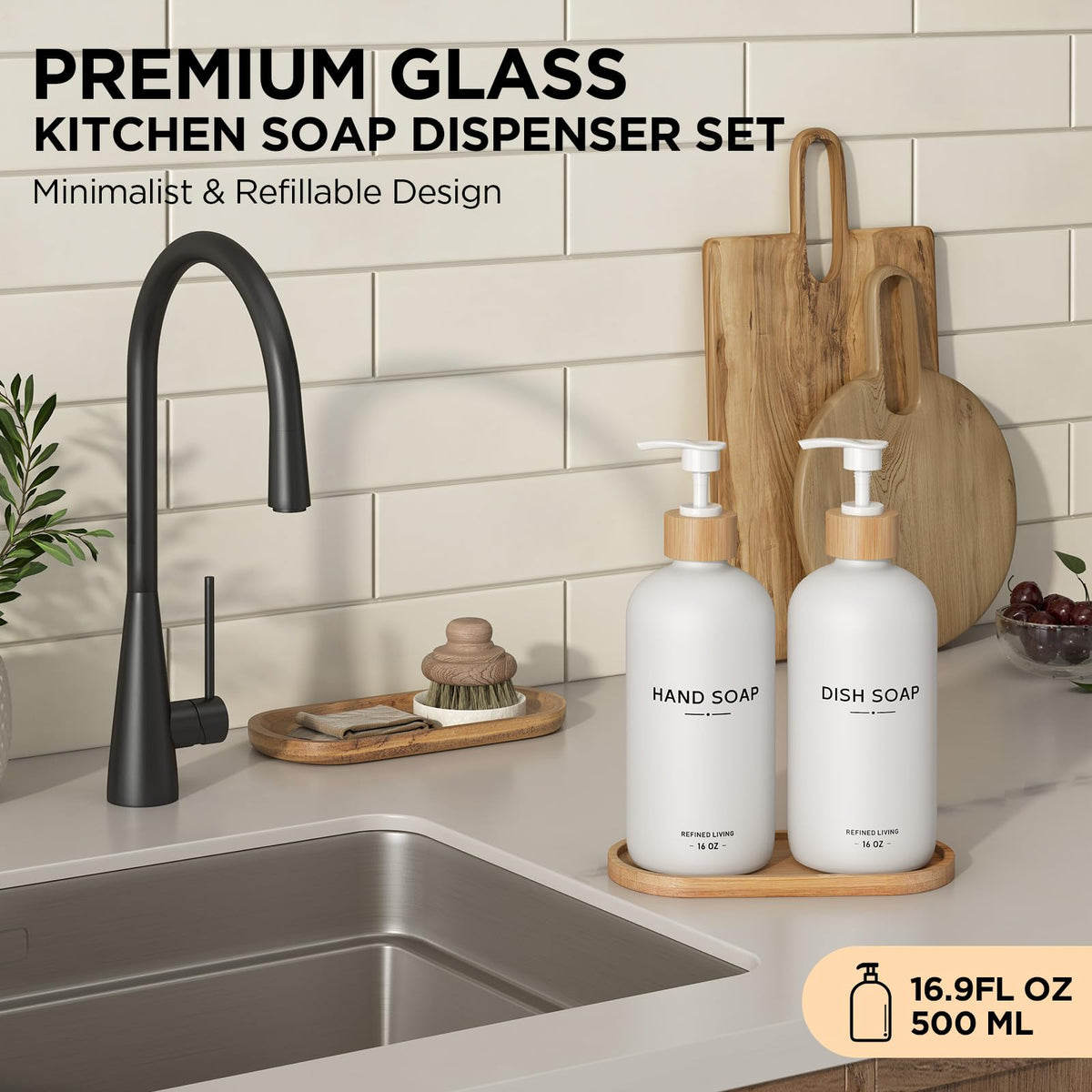 Hand and Dish Soap Dispenser Set (Hand Dish (White))